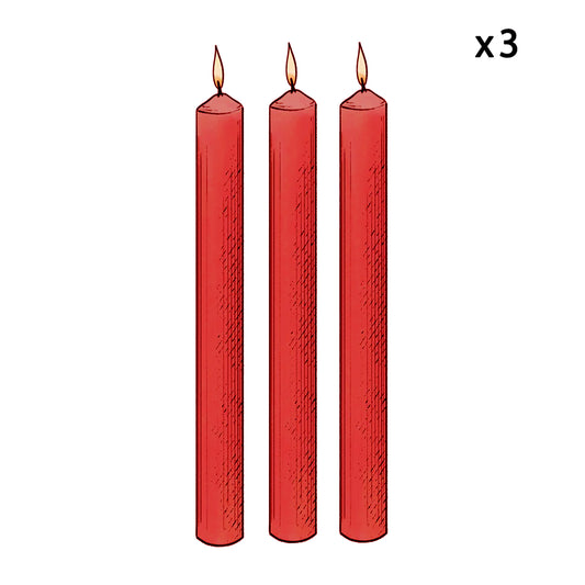 7/8" Red Candles (Set of 3)