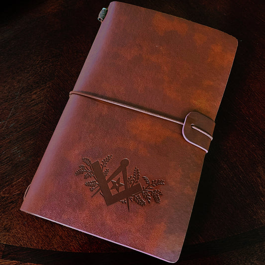 Co-Masonic Square & Compass Masonic Leather Journal - [Brown]