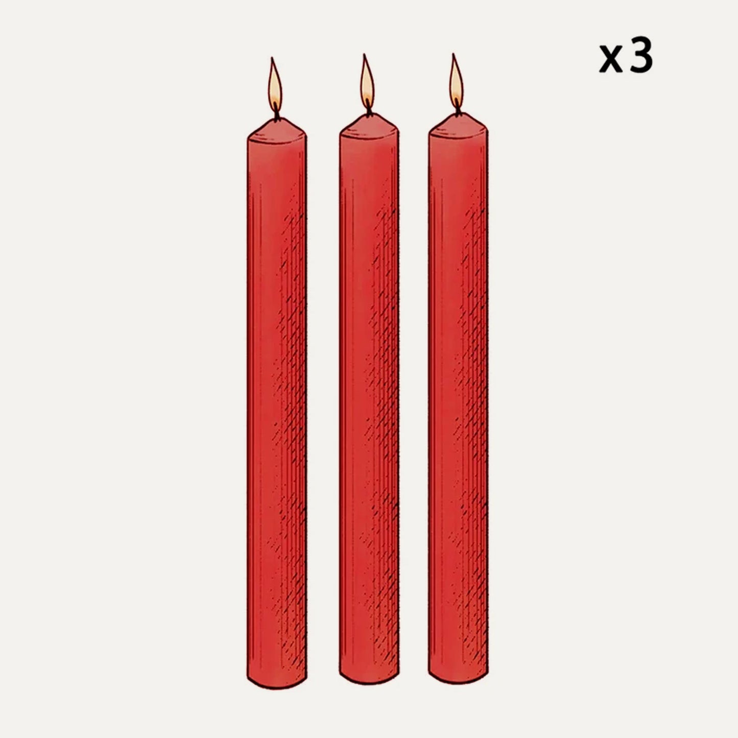 7/8" Red Candles (Set of 3)