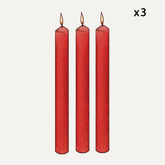 7/8" Red Candles (Set of 3)
