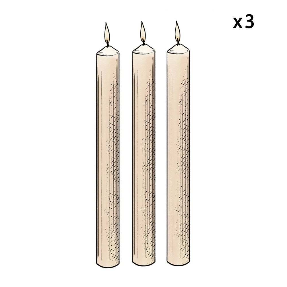 7/8" 51% Beeswax Candles (Set of 3)